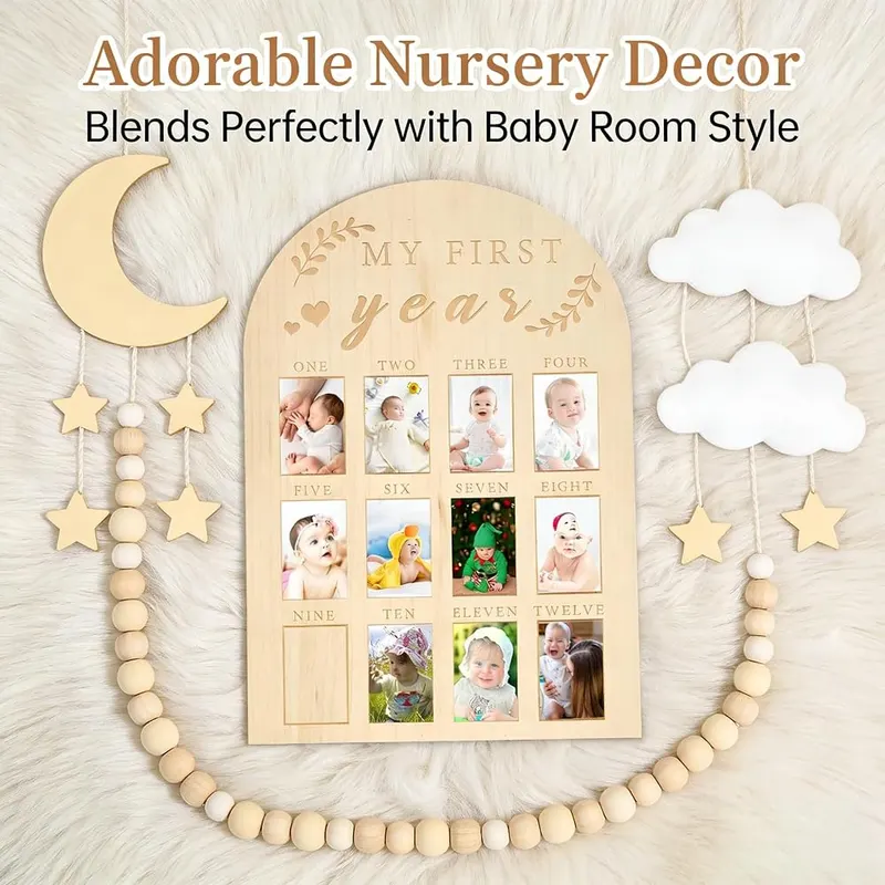 DegoCython Baby First Year Photo Board – Twelve monthly photo slots