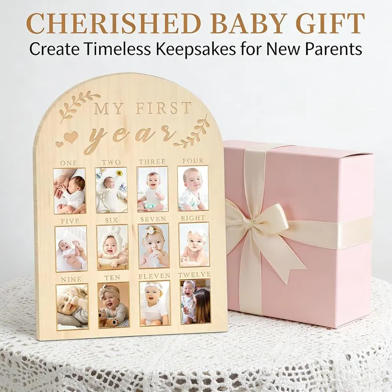 DegoCython Baby First Year Photo Board – Floral leaf design details