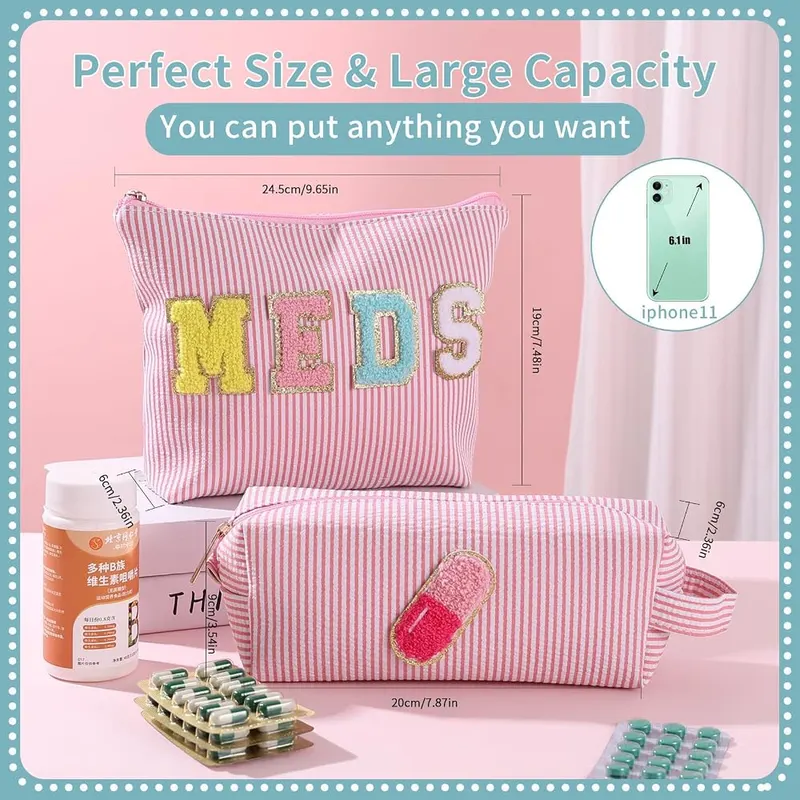 DegoCython Medicine travel bag – Preppy embroidered letter style