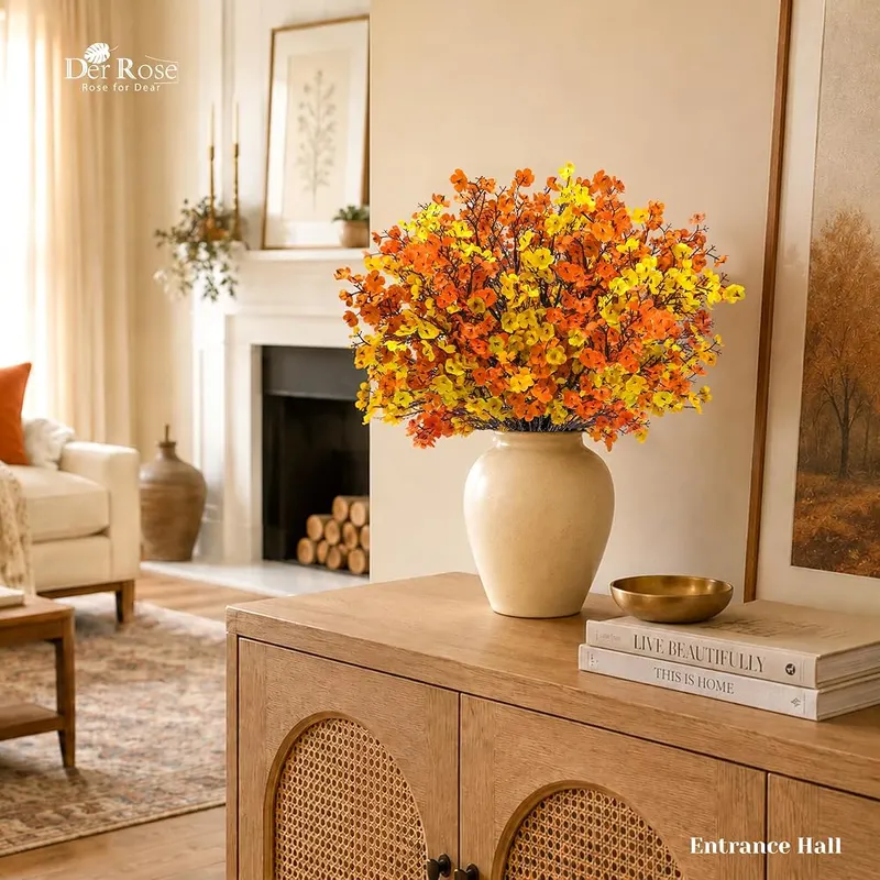 Der Rose 12 Pcs Fall Artificial Flowers Babys – Seven orange and five yellow