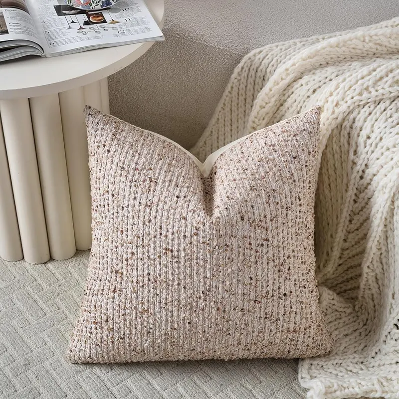 DEZENE 20×20 Beige Throw Pillow Cover Textured – Exquisite Workmanship