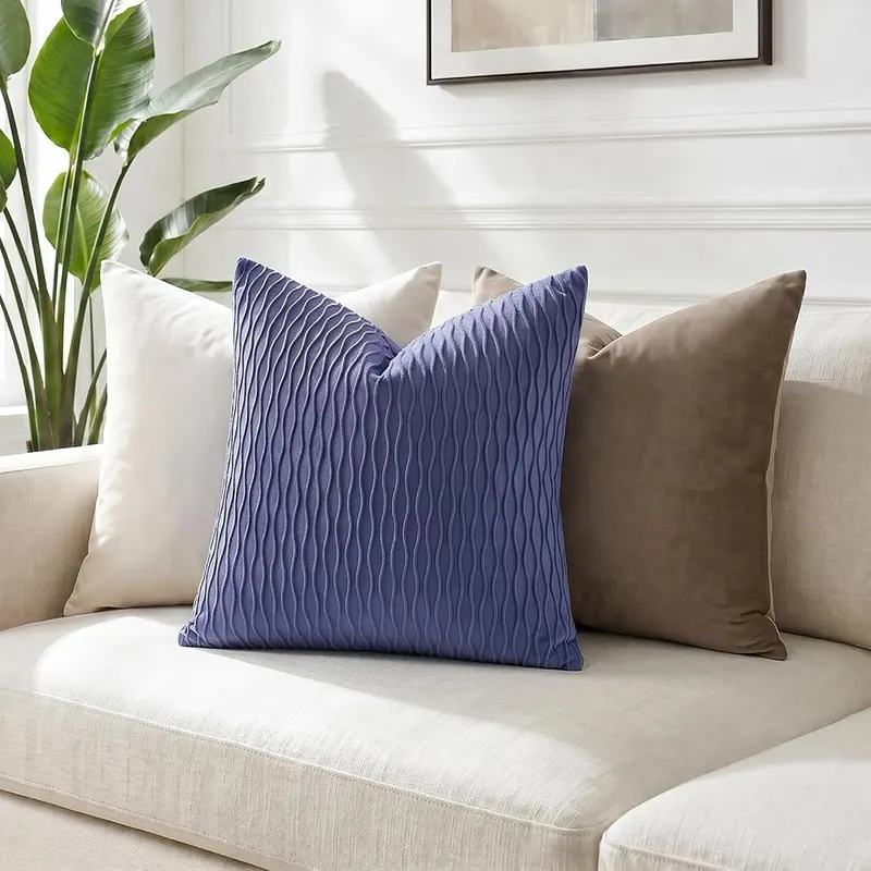 DEZENE 20×20 Blue Throw Pillow Covers – Cozy Soft Couch Pillow Covers