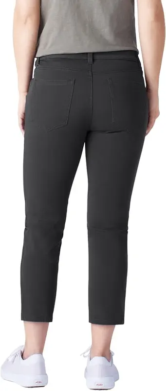 Dickies Women’s Perfect Shape Twill Capris – Flex tummy panel to flatten and minimize muffin