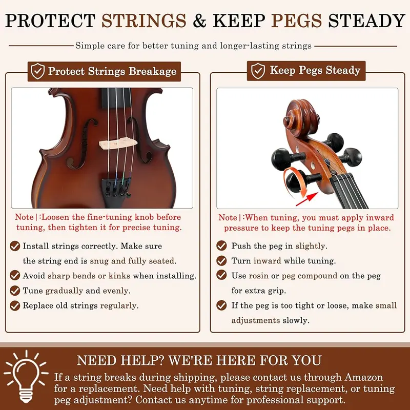 DIGERVY Violin 4/4 Full Size Kit – Includes durable violin case