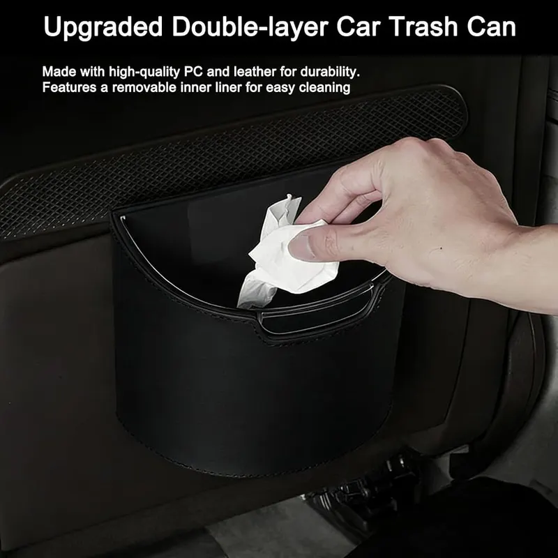 DINUQI Leakproof Car Trash Can – Sleek Dual-Layer Design