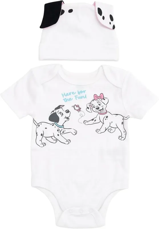 Disney 101 Dalmatians 2-Piece Bodysuit and Hat 3D in White, 101 Dalmatians
