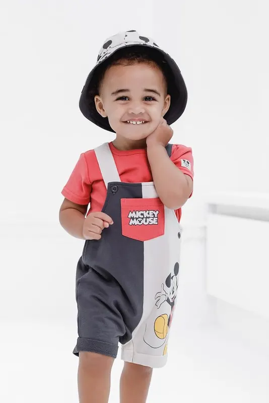 Disney Mickey Mouse 3-Piece Shortall – Stylish clothes for babies 0-24 months with fun