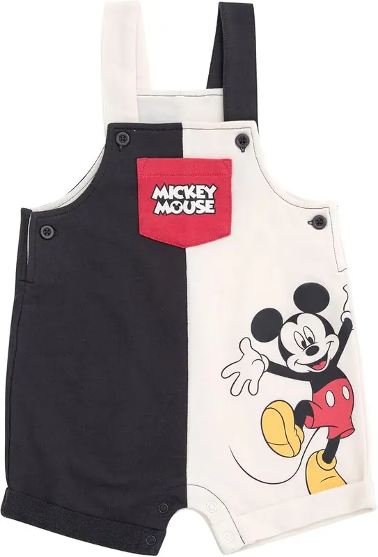 Disney Mickey Mouse 3-Piece Shortall – Perfect for baby shower gift, birthday gift, Christmas