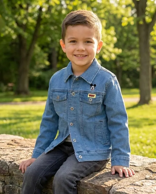 Disney Mickey Mouse Little Boys Denim Jacket – Officially licensed Disney little boys long sleeve jacket