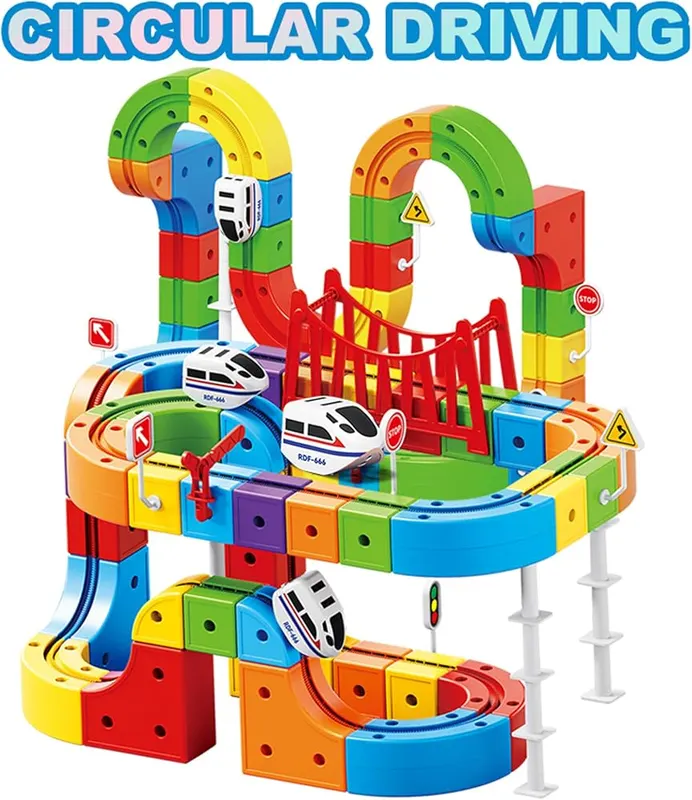 DIYBee Electric Train Track Set STEM Toy – Interactive track assembly layout