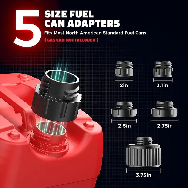 DIYtoolifz Fuel Transfer Pump Compatible – Five fuel can adapter sizes