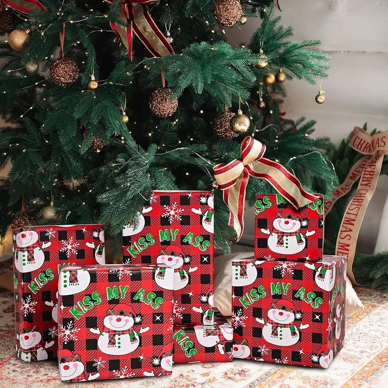 Dlyrroba Reversible Christmas Wrapping Paper Roll – Dual-sided festive holiday patterns