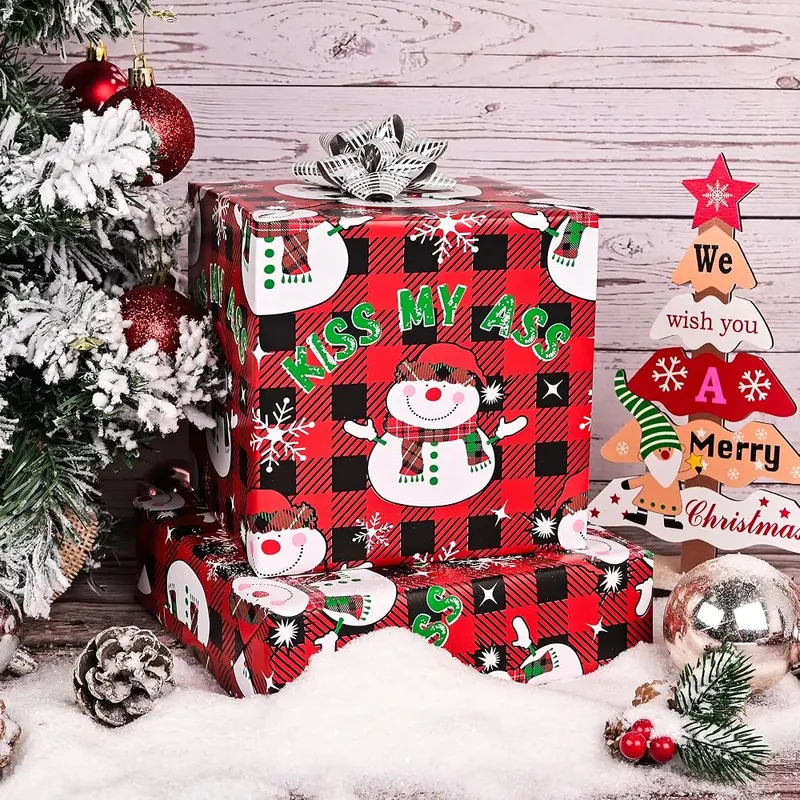 Dlyrroba Reversible Christmas Wrapping Paper Roll – Thick tear resistant paper material