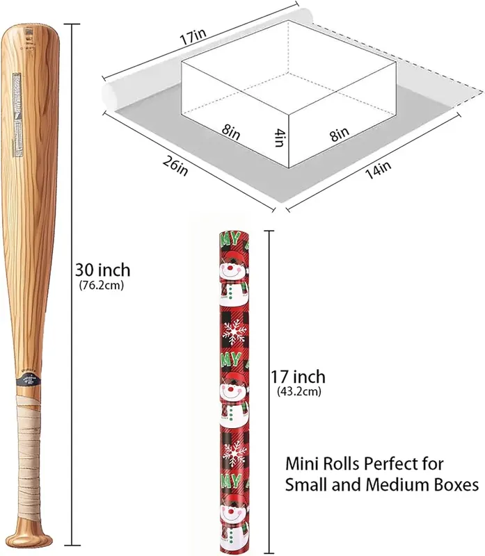 Dlyrroba Reversible Christmas Wrapping Paper Roll – Compact size for easy storage