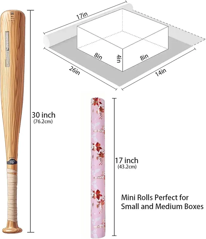 Dlyrroba Reversible Foil Christmas Wrapping Paper Roll – Unicorn, floral and snowflake motifs