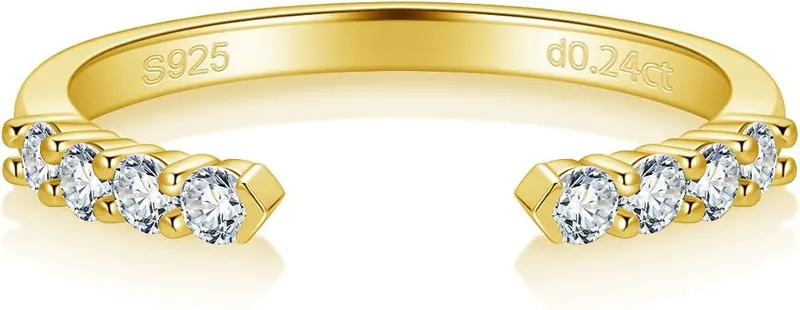 DMSF Moissanite Open Stackable Rings in Gold