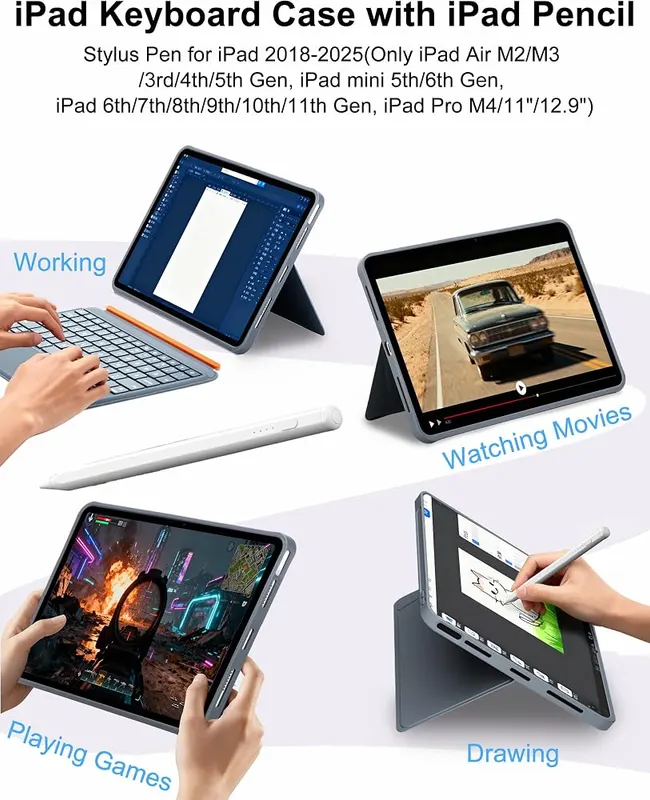 DMYWB Magnetic iPad Case – Magnetic detachable keyboard case