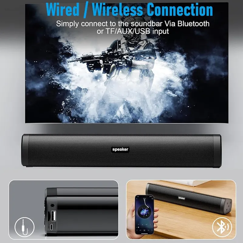 Dnil Portable Slim Sound Bar – Bluetooth wireless connection
