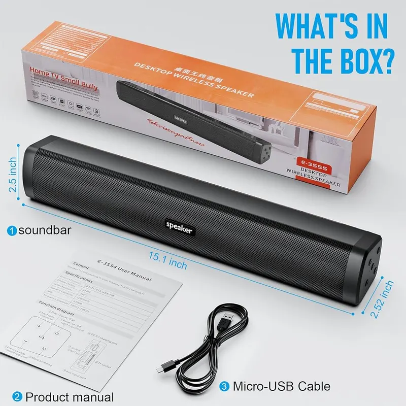 Dnil Portable Slim Sound Bar – Moves easily indoors and outdoors