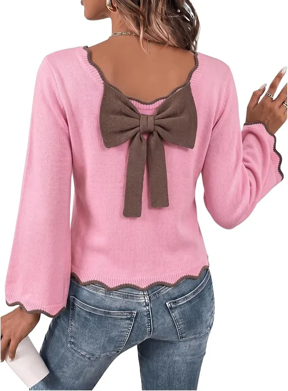 Dokotoo Bow Sweaters in Pink