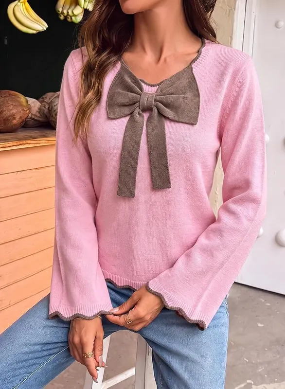 Dokotoo Bow Sweaters – Cropped relaxed boxy fit