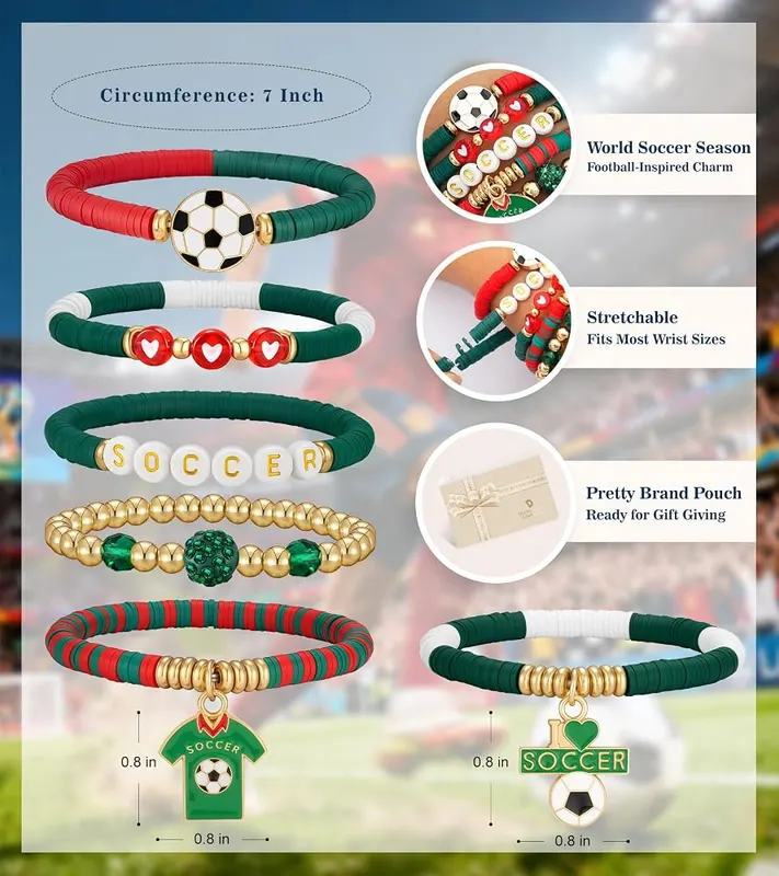 doubgood 2026 World Soccer Cup Soccer Bracelets – Unisex for women and men