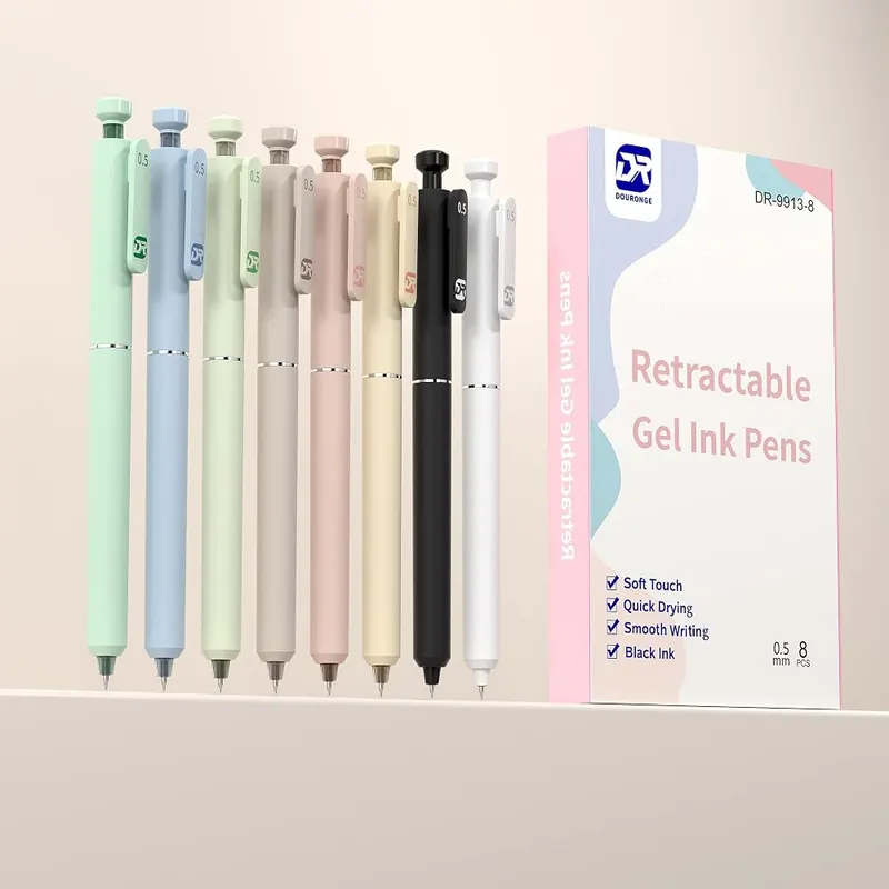 DR DOURONGE 8Pcs Aesthetic Retractable Gel Pens