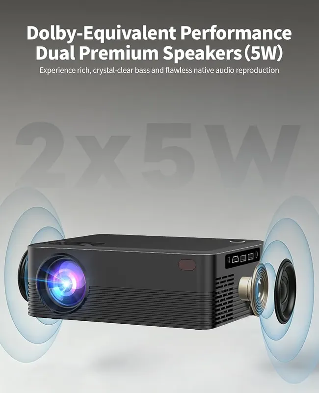DreamFair Mini Projector – Built in dual premium speakers