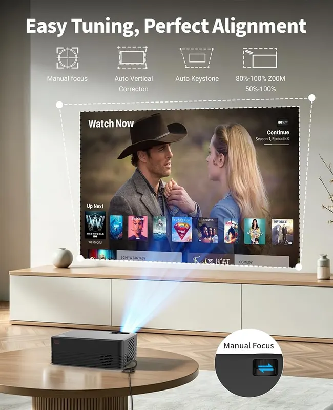 DreamFair Mini Projector – Auto focus and auto keystone correction