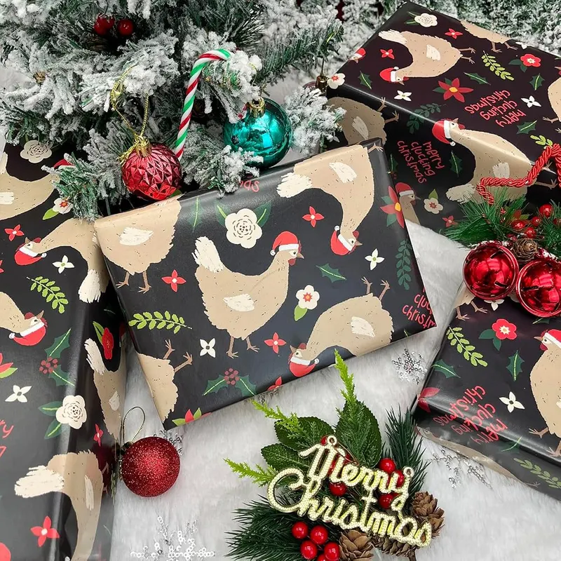 Dtiafu Chicken Wrapping Paper – Funny christmas Design