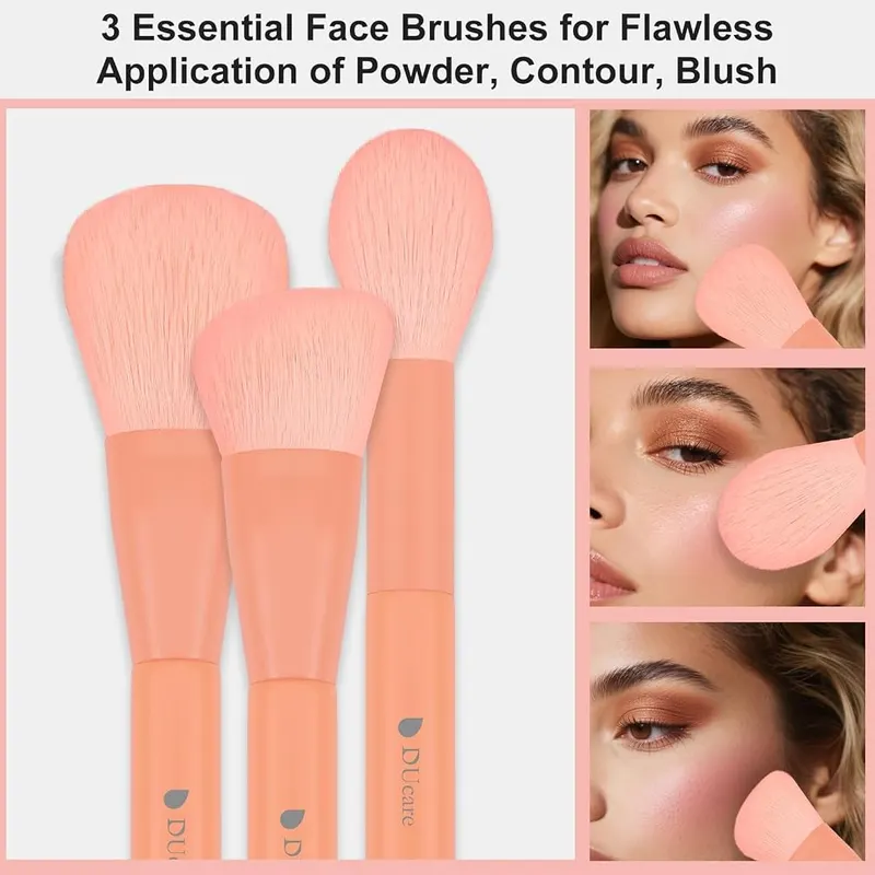 DUcare 8pcs Sunrise Orange Makeup Brush Set – Travel storage bag included