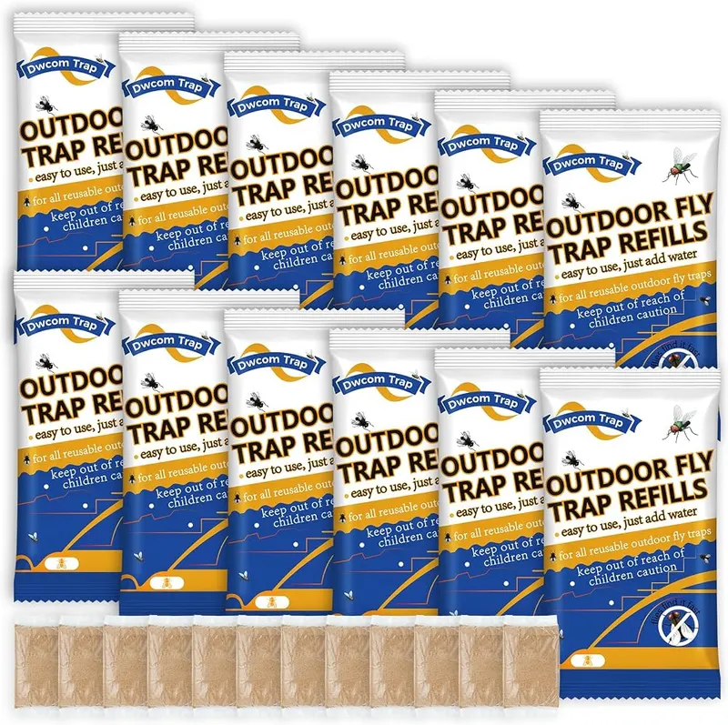 Dwcom Trap 12x30g Fly Bait Fly Trap Refill Packets in blue
