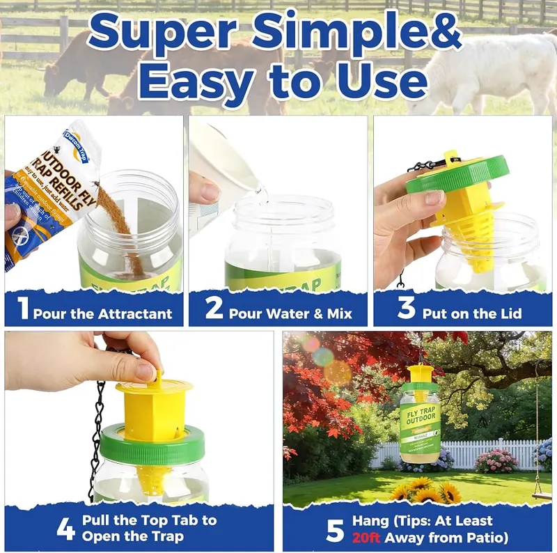 Dwcom Trap 12x30g Fly Bait Fly Trap Refill Packets – Effective against all common flies