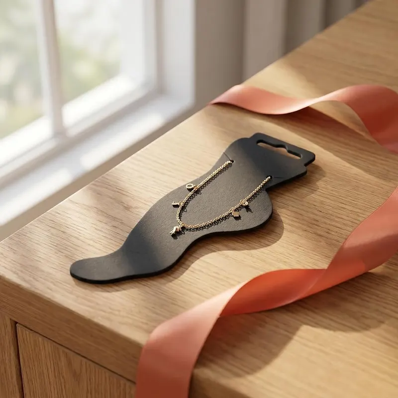 Dzrige Foot Shaped Anklet Display Cards – Blank surface for custom branding