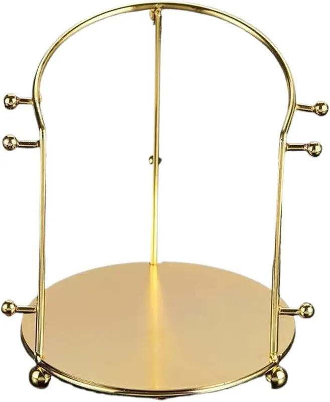 Dzrige Gold Metal Crown Display Stand Single-Layer in Black