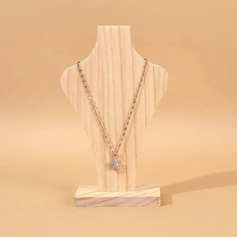 Dzrige Solid Wood Necklace Display Stand – sturdy widened heavy base structure
