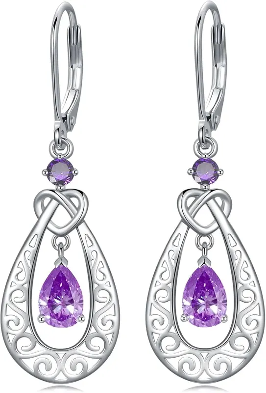 E 925 Sterling Silver Birthstone Earrings