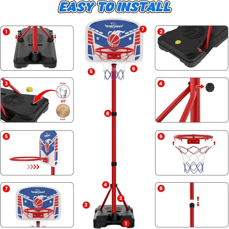 EagleStone Kids Adjustable Height Basketball Hoop – product photo 8 of 8