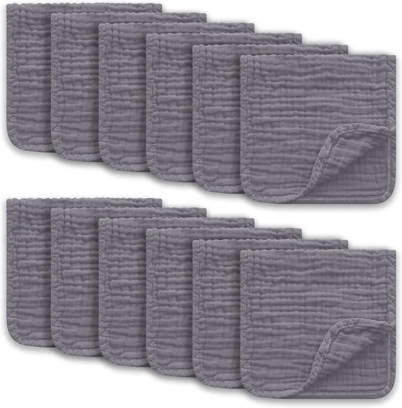 Ease Cubs Muslin Burp Cloths Large 100% Cotton in Grey
