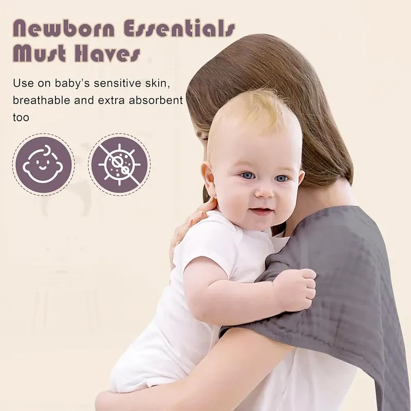 Ease Cubs Muslin Burp Cloths Large 100% Cotton – Versatile and Convenient