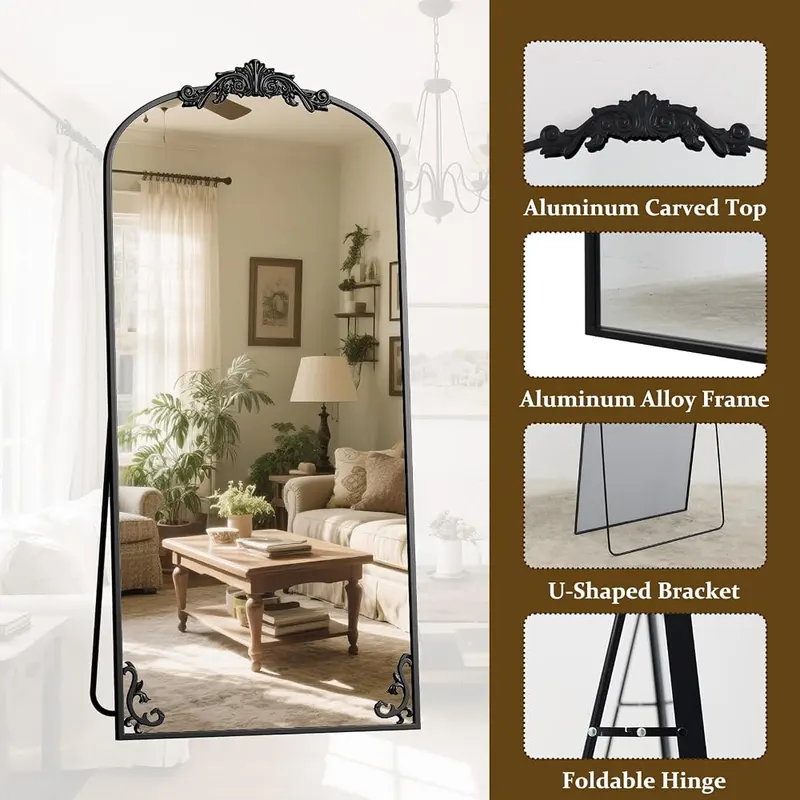 Easly 32″X71″ Black Full Length Mirror – Multiple Placement Options