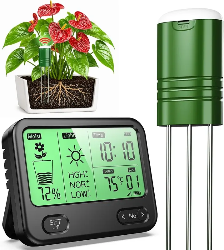 EDGEVEIL 4-in-1 Soil Moisture Meter in Dark Black