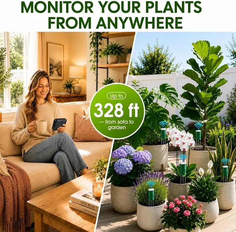 EDGEVEIL 4-in-1 Soil Moisture Meter – Large screen display