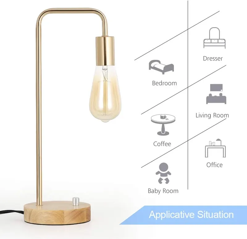 Edison Lamp, Industrial Table Lamp, Wood Desk – Vintage room accent lighting