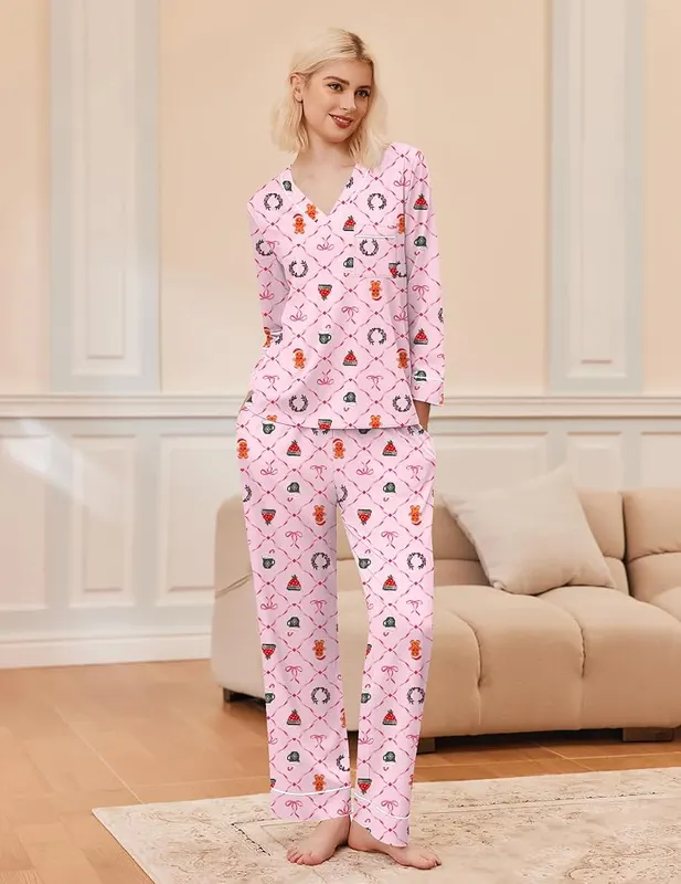Ekouaer 2 Pack Womens Pajamas Set Long – Two pajama sets in one pack