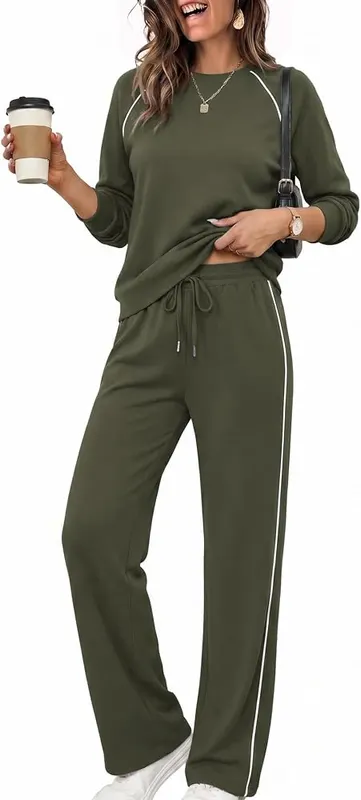 Ekouaer Ekoauer Lounge Sets Army Green – Army green two piece set