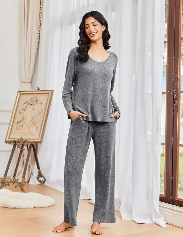 Ekouaer Fall Pajamas Grey XX-Large – Grey XX-Large pajama set