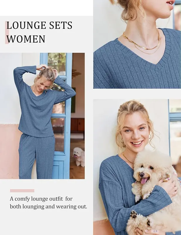 Ekouaer Lounge Sets Captain’s Blue – Machine washable set