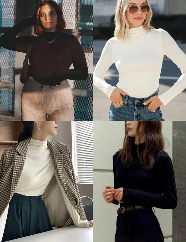 Ekouaer Turtleneck Tops – Three-pack mock neck tops