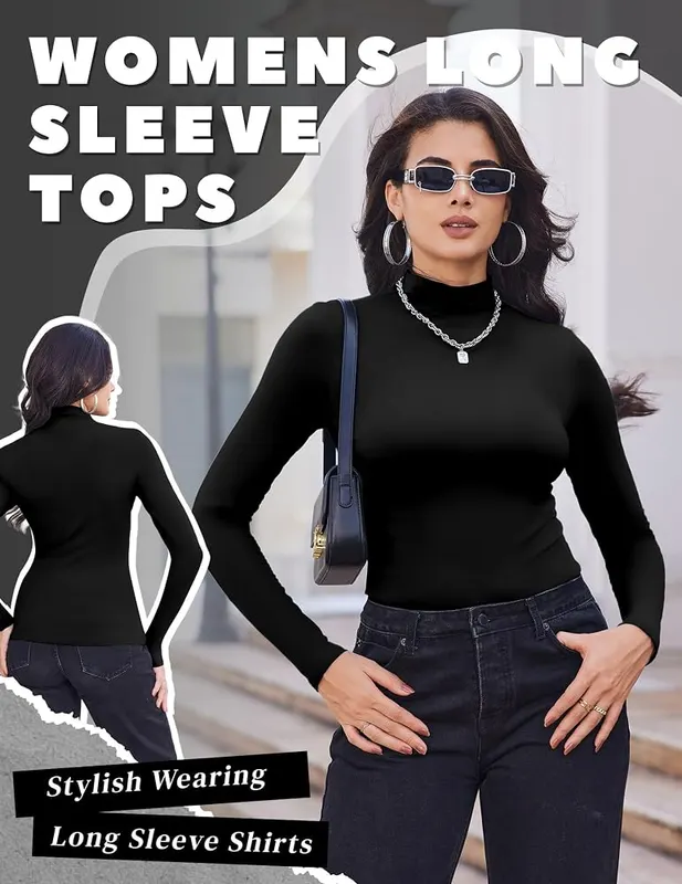 Ekouaer Turtleneck Tops – Long sleeve turtleneck style